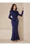 Rochie maxi, albastră - XL - 5