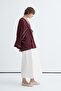 Women's Contrast Kimono Pants Set Burgundy - 3