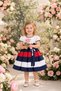 Girls' Lace Roba with Detachable Flower Brooch, Striped Flared Skirt with Bow Belt on the Back, Dress for 2-6 Years Birthday, Special Occasion - 6