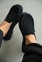 Livo Thick and Flat Sole Classic Women's Shoes - Black Suede