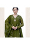 Green Embroidered Anarkali Kurta and Pant with Dupatta - ALV2123-Green-Size:4XL-48-Inches - 4