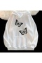 Butterfly Printed Cotton 3 Thread Threaded Oversize Sweatshirt