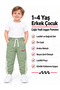 16009-26 Boy's Car Embroidered White Striped Elastic Jogger Pants 1–4 Years - 5