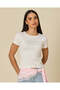 Women White Slogan Printed Rib T Shirt