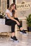 Black Leather High-Sole Ankle Women's Sports Boots Shoes