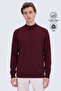 Anti-Pilling Wool Half Turtleneck Regular Fit Burgundy Sweater