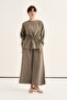 Women's Modal Drawstring Slit Blouse Khaki - 2