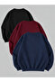 3-Pack Burgundy Black Navy Crew Neck Sweatshirt - 2