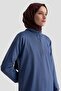 Zipper Detailed Knitwear Tunic Indigo - 3