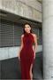 Bicycle Slit Fish Tail Evening Dress with Collar Cutout - 2