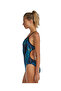 Women's Training Swimsuit Crosscut Tieback Aurora Blue Rainbow - 3
