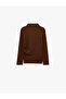 Long Sleeve Gathered Modal Blend Ribbed High Neck T-Shirt