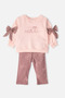 Three-Strap Sweat 2-Piece Set (Bella Bow) Gülkurusu