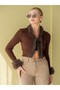 Low-Cut Cardigan with Fur Collar and Sleeves - 5
