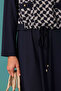 Women's Patterned Lace Waist Detailed Dress Navy Blue - 3