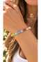 Colorful Baguette Stone Look Gold Detailed Women's Bracelet