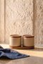 Esmer Set of 2 Porcelain Spice Jars with Wooden Lids and Stands - 3