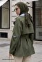 Striped Garnished Khaki Lined Trench Coat - 3