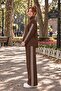 Women's Zippered Striped Pique Knit Pants and Knitwear Set - 6