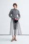 Women's Contrast Shirt Dress with Black Stripes - 2