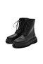 Black Color Lace-Up Serrated Sole Women's Boots - 5