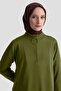 Zipper Detailed Knitwear Tunic Oil Green - 4