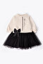 Three Strap Dress (Bella Bow) Beige