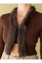 Low-Cut Cardigan with Fur Collar and Sleeves - 6
