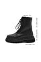 Black Color Lace-Up Serrated Sole Women's Boots - 7