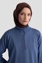 Zipper Detailed Knitwear Tunic Indigo - 5