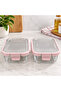 Ckr3486 Pink 2 Pieces Glass Storage Container 370 ml