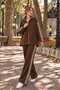 Women's Zippered Striped Pique Knit Pants and Knitwear Set - 3
