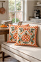 Orange Bow Pumpkin Patterned Double-Sided Digital Printing Raschel Fabric 2-Piece Throw Pillow Cover - 2