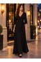 Women's Double Breasted Collar Belted Waist 3/4 Sleeve Long Maxi Evening Dress Wedding Graduation Dress Elegance of the Night