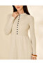 Women Ivory Button Front Knitted Dress - 2