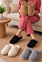Set of 4 Black Gray Beige Mink 3 Striped Plush 3 cm Sole House Slippers Byndset02 - 2