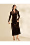Women Brown Velour Maxi Dress - 4