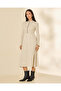 Women Ivory Button Front Knitted Dress - 4