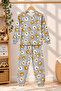 Cute Patterned Crew Neck 100% Cotton Interlock Fabric Long Sleeve Pajama Set for Girls and Boys - 6