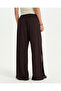 Brown Drawstring Waist Slit Pants - 2