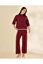 Women Burgundy Contrast Trim Knitted Top - 2