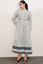 Women's Patterned Long Hijab Dress 2586 - Light Blue