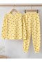Patterned Crew Neck 100% Cotton Interlock Fabric Girls' Long Sleeve Pajama Set - 4