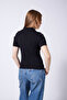 Polo Collar Button Detail Tricot Blazer Black - 4