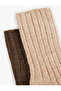 Wool Blended Ribbed 2-Piece Sock Set - 3