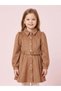 Girls Brown Belted Shirt Dress
