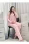 Pink Heart Patterned 4-Piece Bra, Crew Neck, Long Sleeve Premium Waffle Pajama Set - 7
