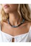 Necklace with Coconut Shell and Blue Glass Bead Detail