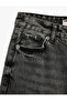Cotton Regular Cut Buttoned Straight Leg Washed Denim Trousers - Straight Fit Jean - 6