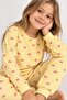 Patterned Crew Neck 100% Cotton Interlock Fabric Girls' Long Sleeve Pajama Set
